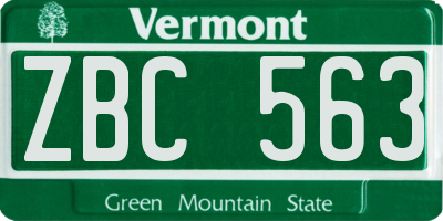 VT license plate ZBC563