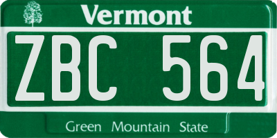 VT license plate ZBC564