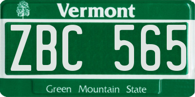VT license plate ZBC565