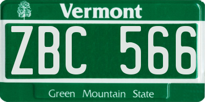 VT license plate ZBC566