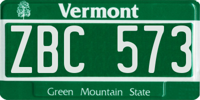 VT license plate ZBC573