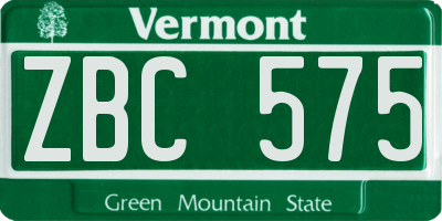 VT license plate ZBC575
