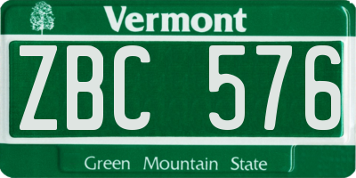 VT license plate ZBC576