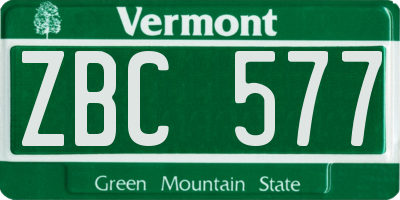 VT license plate ZBC577
