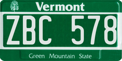 VT license plate ZBC578