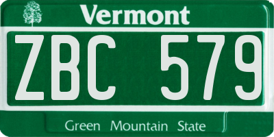 VT license plate ZBC579