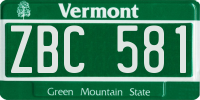 VT license plate ZBC581