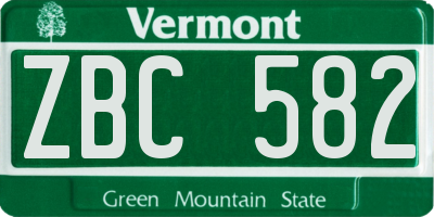 VT license plate ZBC582
