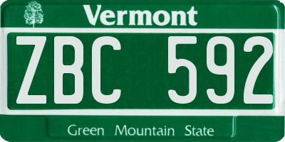 VT license plate ZBC592