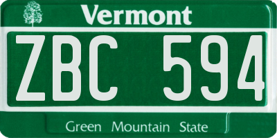 VT license plate ZBC594