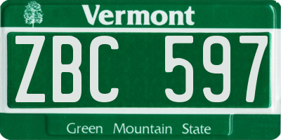VT license plate ZBC597