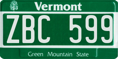 VT license plate ZBC599