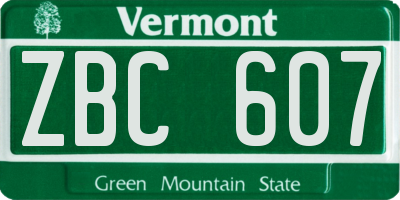 VT license plate ZBC607