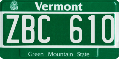 VT license plate ZBC610