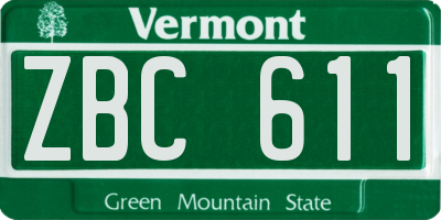 VT license plate ZBC611