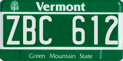 VT license plate ZBC612