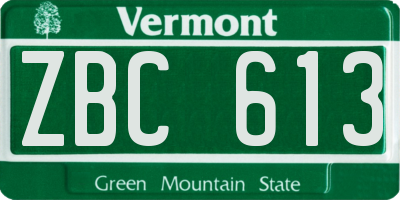 VT license plate ZBC613