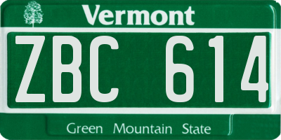 VT license plate ZBC614