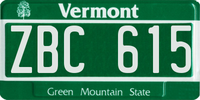 VT license plate ZBC615