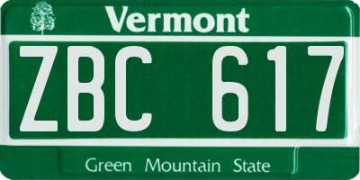 VT license plate ZBC617