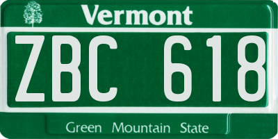 VT license plate ZBC618