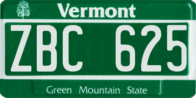 VT license plate ZBC625