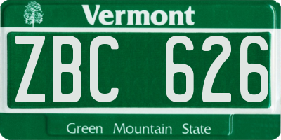 VT license plate ZBC626