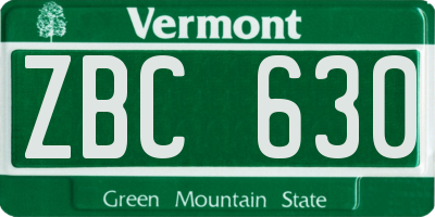 VT license plate ZBC630