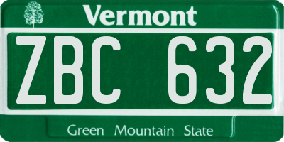 VT license plate ZBC632