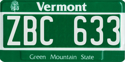VT license plate ZBC633