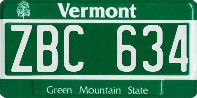 VT license plate ZBC634
