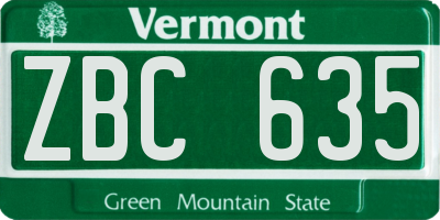 VT license plate ZBC635