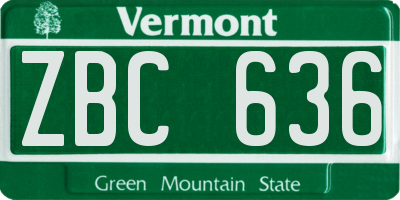 VT license plate ZBC636