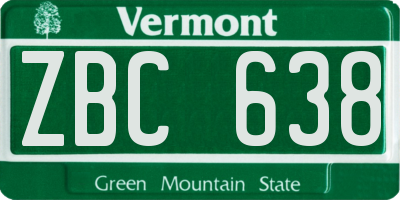 VT license plate ZBC638