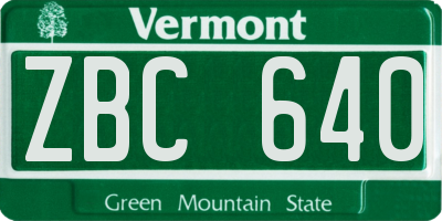 VT license plate ZBC640