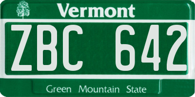 VT license plate ZBC642