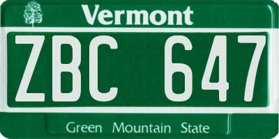 VT license plate ZBC647