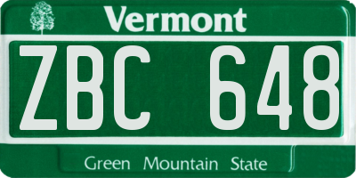 VT license plate ZBC648