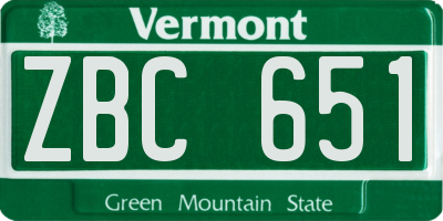 VT license plate ZBC651