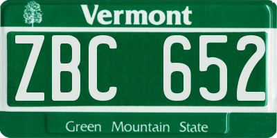 VT license plate ZBC652