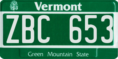 VT license plate ZBC653
