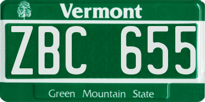 VT license plate ZBC655