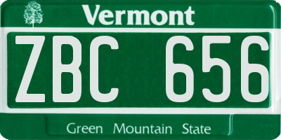 VT license plate ZBC656