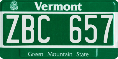 VT license plate ZBC657