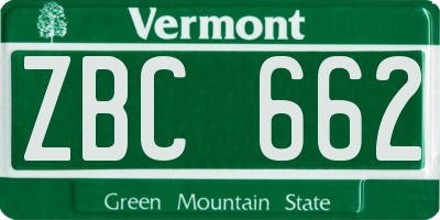 VT license plate ZBC662
