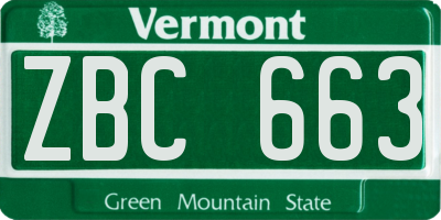 VT license plate ZBC663