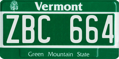 VT license plate ZBC664
