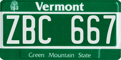 VT license plate ZBC667