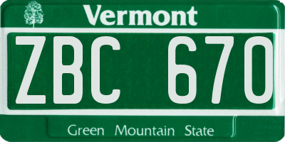 VT license plate ZBC670