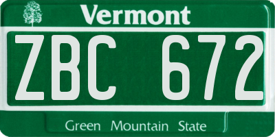 VT license plate ZBC672